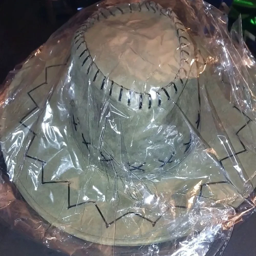 Ladies Army Green Cowboy Hat with Black Stitching